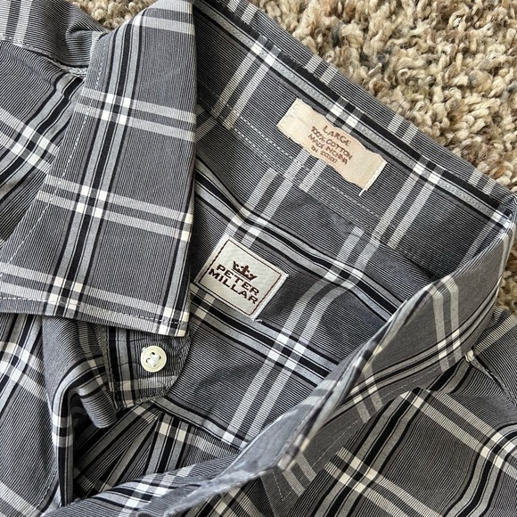 Peter Millar Gray Plaid Casual Button Front Shirt - Picture 2 of 4